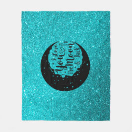 Aquamariner Glitzer | Ich Liebe dich zum Mond Fleecedecke