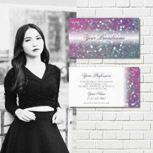 Aquamariner Glitzer in weißem Rosa Visitenkarte