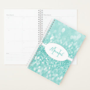 Aquamariner Glitzer Personalisieren Planer