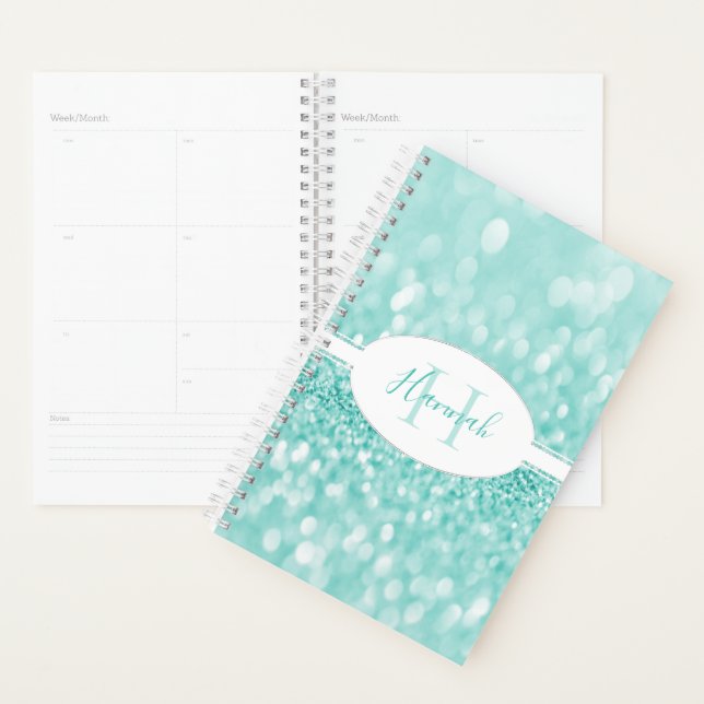 Aquamariner Glitzer Personalisieren Planer (Anzeige)
