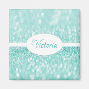 Aquamariner Glitzer Personalisiert Magnet