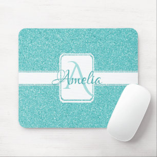 Aquamariner Glitzer Personalisierte Maus-Pad Mousepad