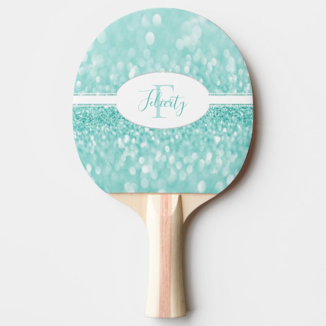 Aquamariner Glitzer Ping Pong Paddle personalisier Tischtennis Schläger (Vorderseite)