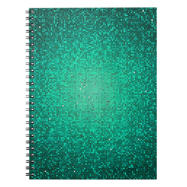 Aquamariner Glitzer Sequin Disco Glitz SpiralNoteb Notizblock (Vorderseite)