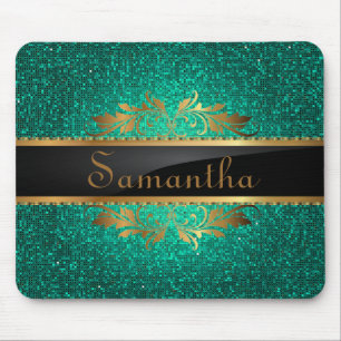 Aquamariner Glitzer Sequin Disco Personalisiert Mo Mousepad