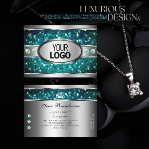 Aquamariner Glitzer Sparkle Rhinestones Logo Silve Visitenkarte