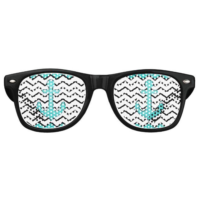 Aquamariner Glitzer und Zickzack Sonnenbrille (Vorderseite)