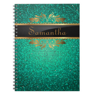 Aquamariner Glitzersequin-Discoglitz-gewundenes Notizblock