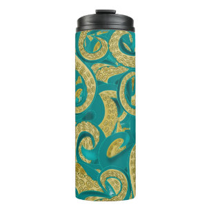 Aquamariner Goldener Oktopus Thermosbecher