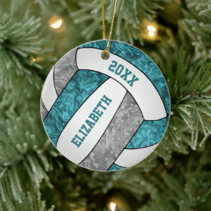 aquamariner, grauer Volleyball Keramik Ornament