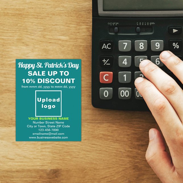Aquamariner Green St. Patrick's Day Business Sale  Flyer (Teal green St. Patrick's Day business sale flyer)