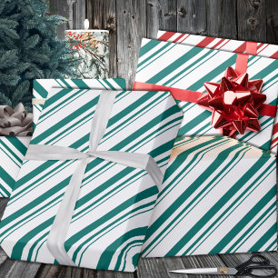 Aquamariner, grüner Candy Stripe Urlaub Geschenkpapier