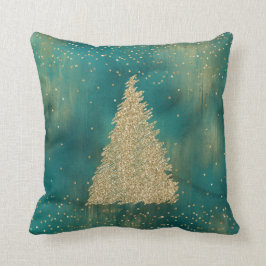 Aquamariner Grüner Glitzer Sparkle Weihnachtsbaum  Kissen