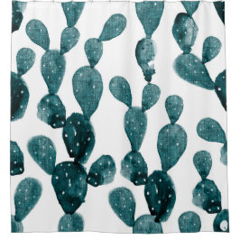 Aquamariner grüner Kaktus Duschvorhang