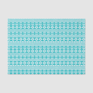 Aquamariner Grunge-aztekisches Stammes- Muster Seidenpapier