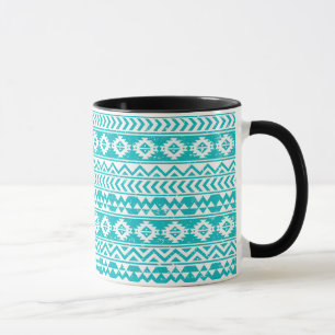 Aquamariner Grunge-aztekisches Stammes- Muster Tasse
