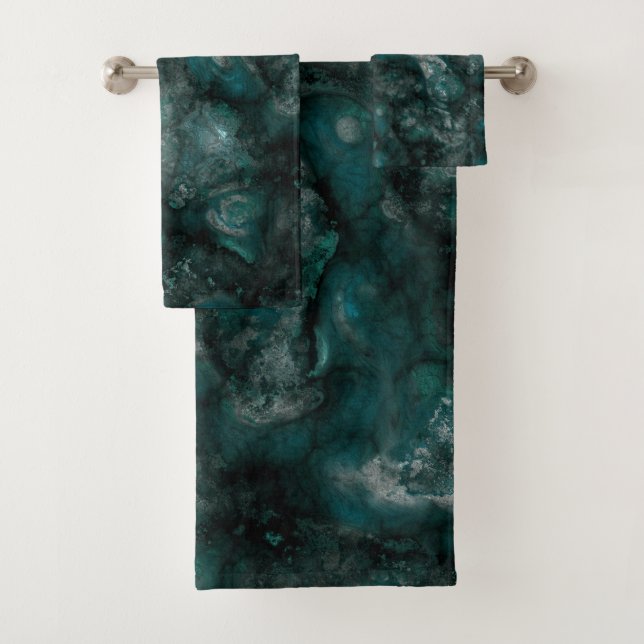Aquamariner Grünstein abstrakt Badhandtuch Set (Insitu)