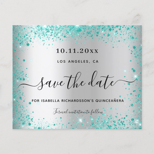 Aquamariner Haushalt auf der Quinceanera Save the  Flyer (Vorne)