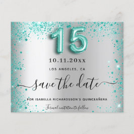 Aquamariner Haushalt auf der Quinceanera Save the  Flyer