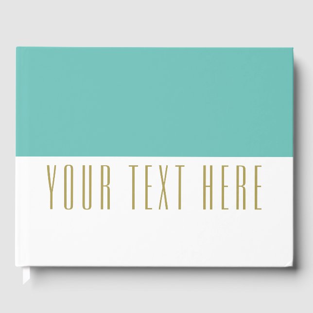 Aquamariner heller Farbblock auf weißem Text Gästebuch (Vorderseite)