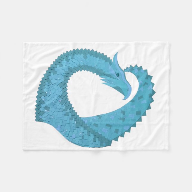 Aquamariner Herzdrache Fleecedecke (Vorderseite (Horizontal))