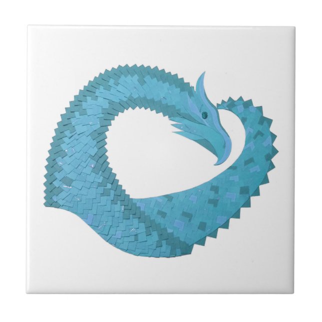 Aquamariner Herzdrache Fliese (Vorderseite)