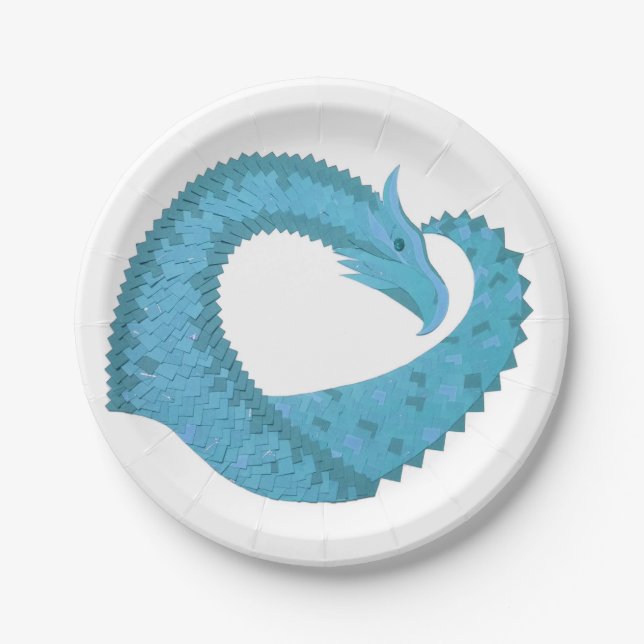 Aquamariner Herzdrache Pappteller (Vorderseite)