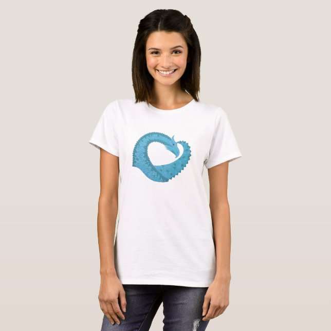 Aquamariner Herzdrache T-Shirt (Vorne ganz)