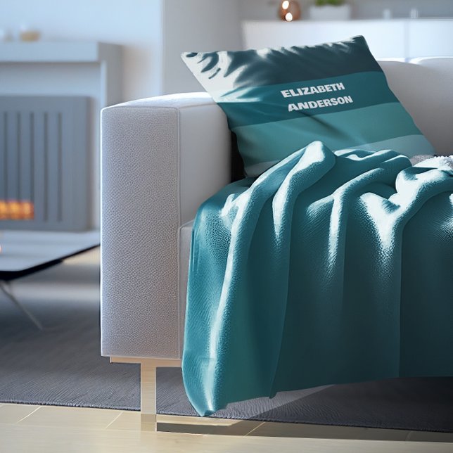 Aquamariner horizontaler Farbblock Kissen (Von Creator hochgeladen)