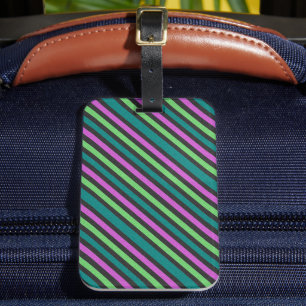 Aquamariner, kalkgrüner, Hot-Pink-Glitzer Striped Gepäckanhänger