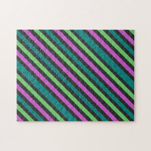 Aquamariner, kalkgrüner, Hot-Pink-Glitzer Striped Puzzle