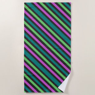 Aquamariner, kalkgrüner, Hot-Pink-Glitzer Striped Strandtuch