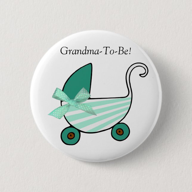 Aquamariner Kinderwagen-Großmutter-Knopf Button (Vorderseite)