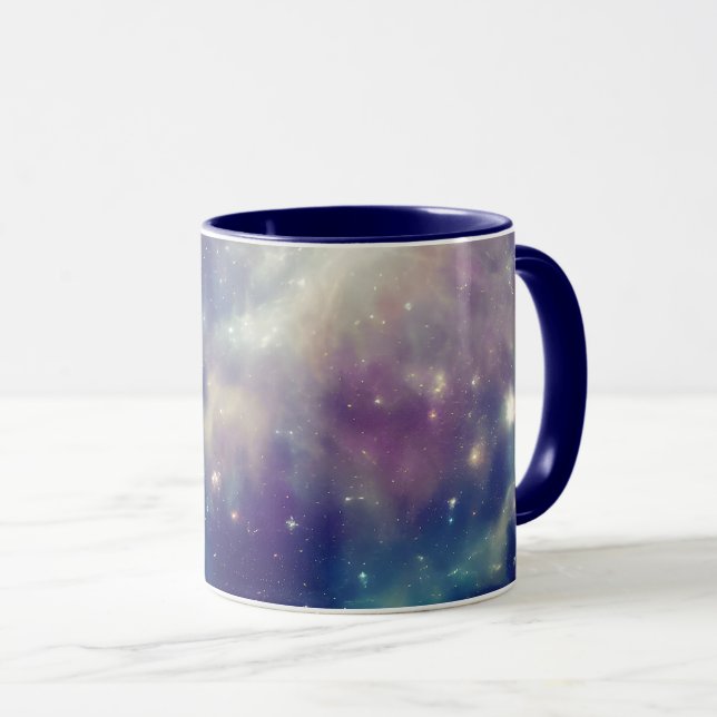 Aquamariner kosmischer Nebel aus blauem Violett Tasse (VorderseiteRechts)