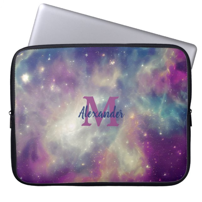 Aquamariner kosmischer Nebel aus Blauviolett Laptopschutzhülle (Vorderseite)