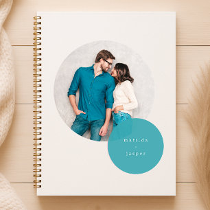 Aquamariner Kreis Couple Foto Moderner Minimaler W Notizbuch
