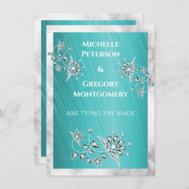 Aquamariner Kristall Jewel Marble Border Save The Date