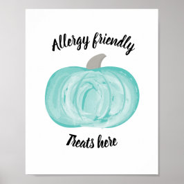 Aquamariner Kürbiskahn Halloween Sign Allergie-fre Poster