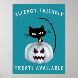 Aquamariner Kürbiskatzenallergie Halloween Black C Poster