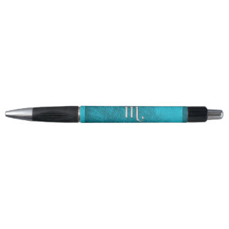 Aquamariner lederner Tierkreis-Zeichen-Skorpion Kugelschreiber