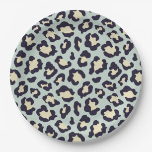 Aquamariner Leopard-Druck Pappteller