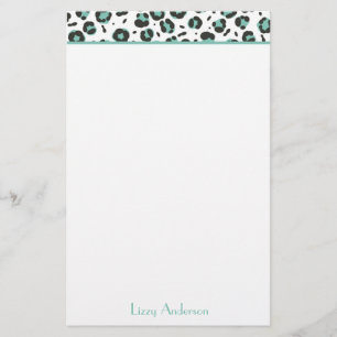 Aquamariner Leopard-Druck-personalisiertes Briefpapier