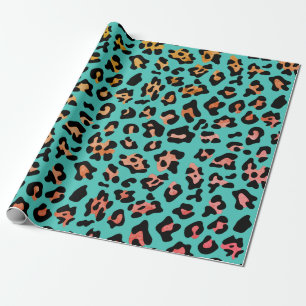 Aquamariner Leopardendruck Geschenkpapier