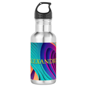 AQUAMARINER LILA BLUE WAVY ABSTRAKT EDELSTAHLFLASCHE