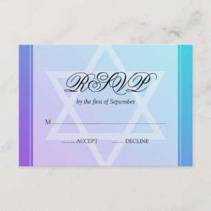 Aquamariner lila Davidsstern Schläger Mitzvah UAWG RSVP Karte