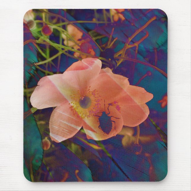 Aquamariner Lila Peach Psychedelic Bug und Windblu Mousepad (Vorne)