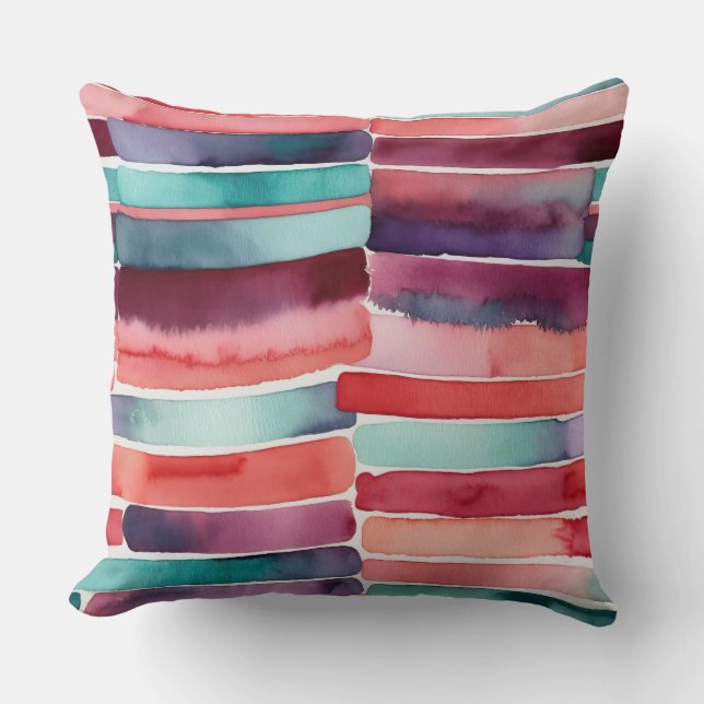 aquamariner lila Pfirsichburgund abstrakt Kissen (Vorderseite)