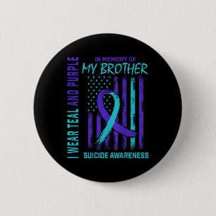 Aquamariner Lila Ribbon Suicide Awareness Flag Bru Button