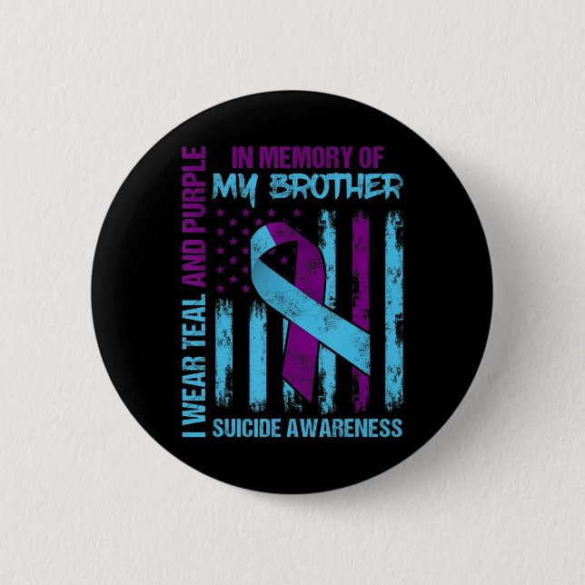 Aquamariner Lila Ribbon Suicide Awareness Flag Bru Button (Vorderseite)