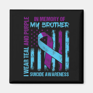Aquamariner Lila Ribbon Suicide Awareness Flag Bru Magnet
